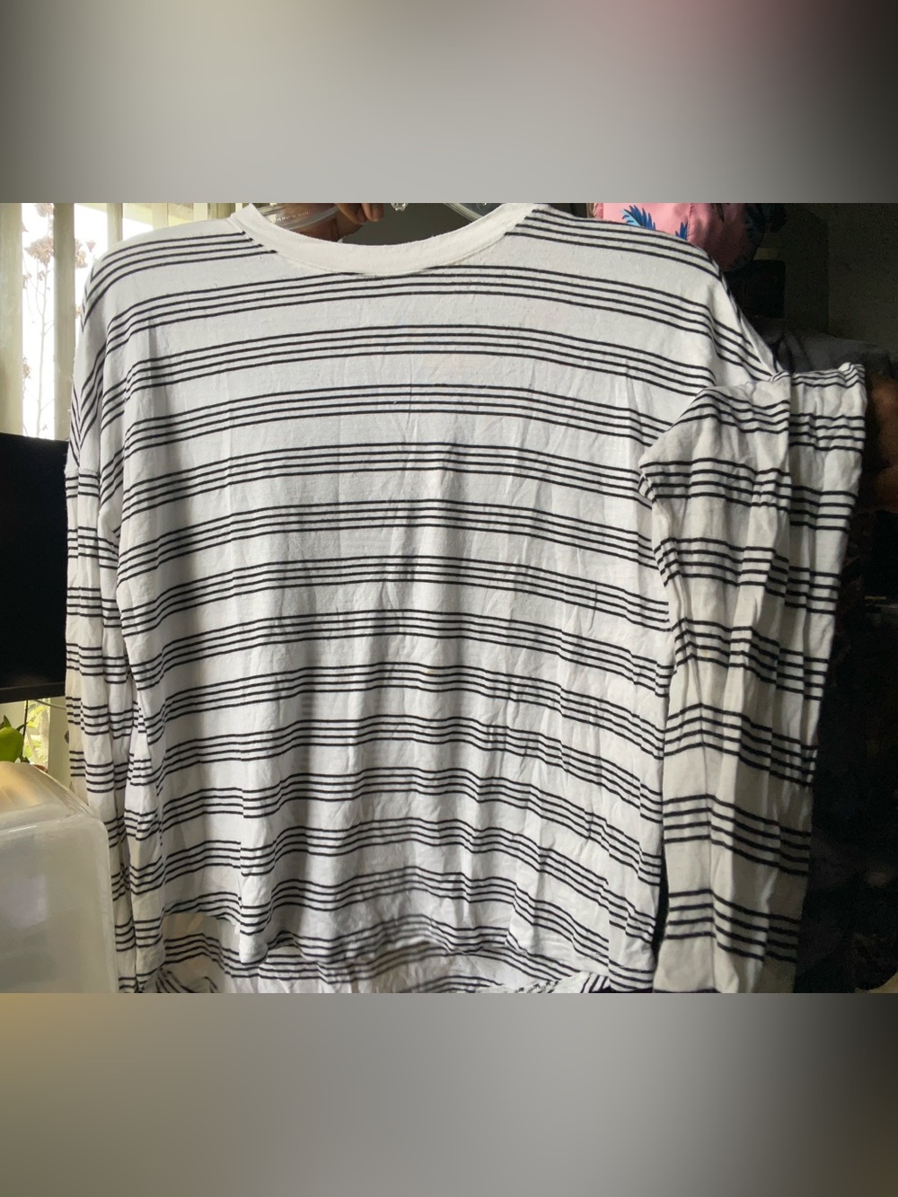 Forever 21 White Long Sleeve Tee with Black Stripes